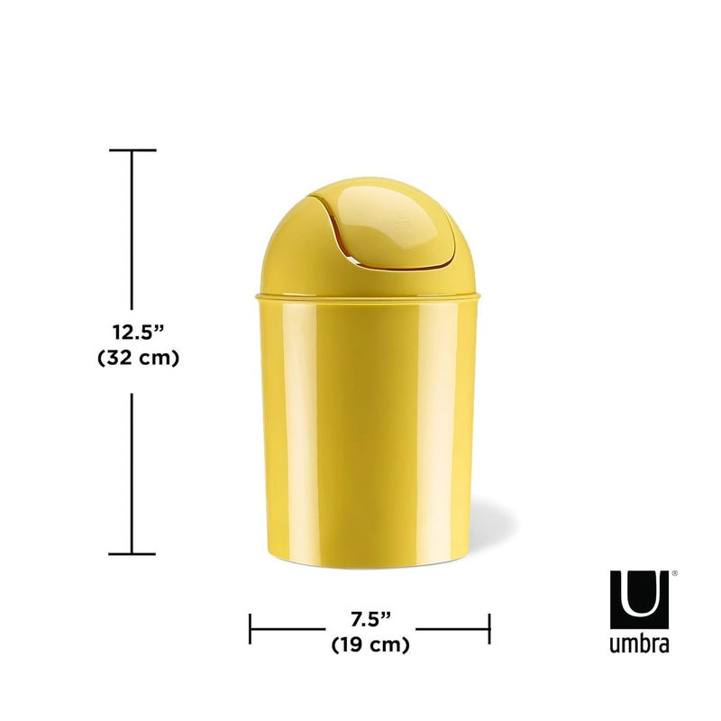 UMBRA 1.25 Gallon Mini Waste Can with Removable Swing-Top Lid - Small Garbage Bin for Kitchen, Bathroom, Bedroom, Office - Compact Trash Can Fit Under Tables & Counters - Yellow - Image 2
